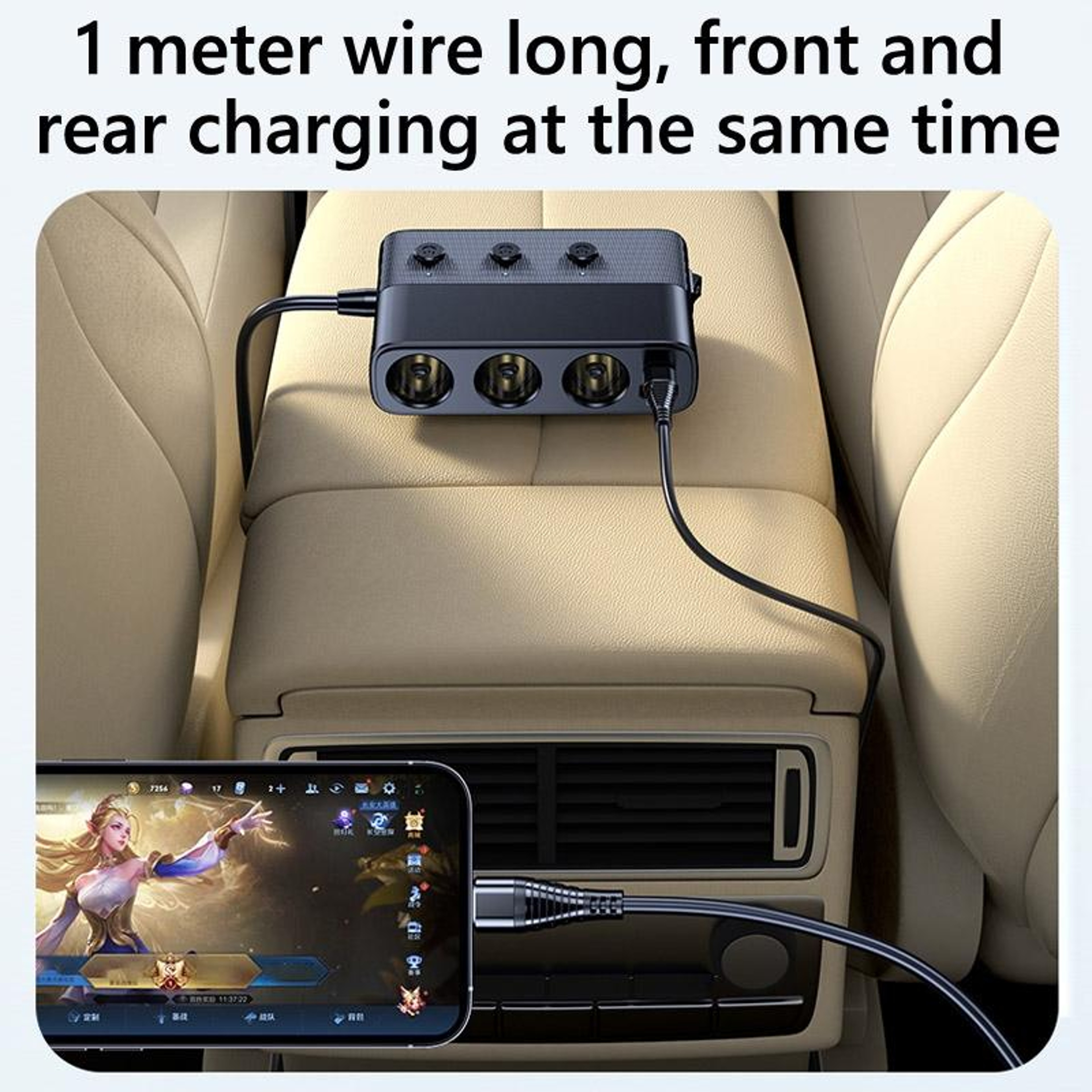 Car Charger with USB C PD, QC3.0 and 3 Socket Cigarette Lighter Splitter – view 4