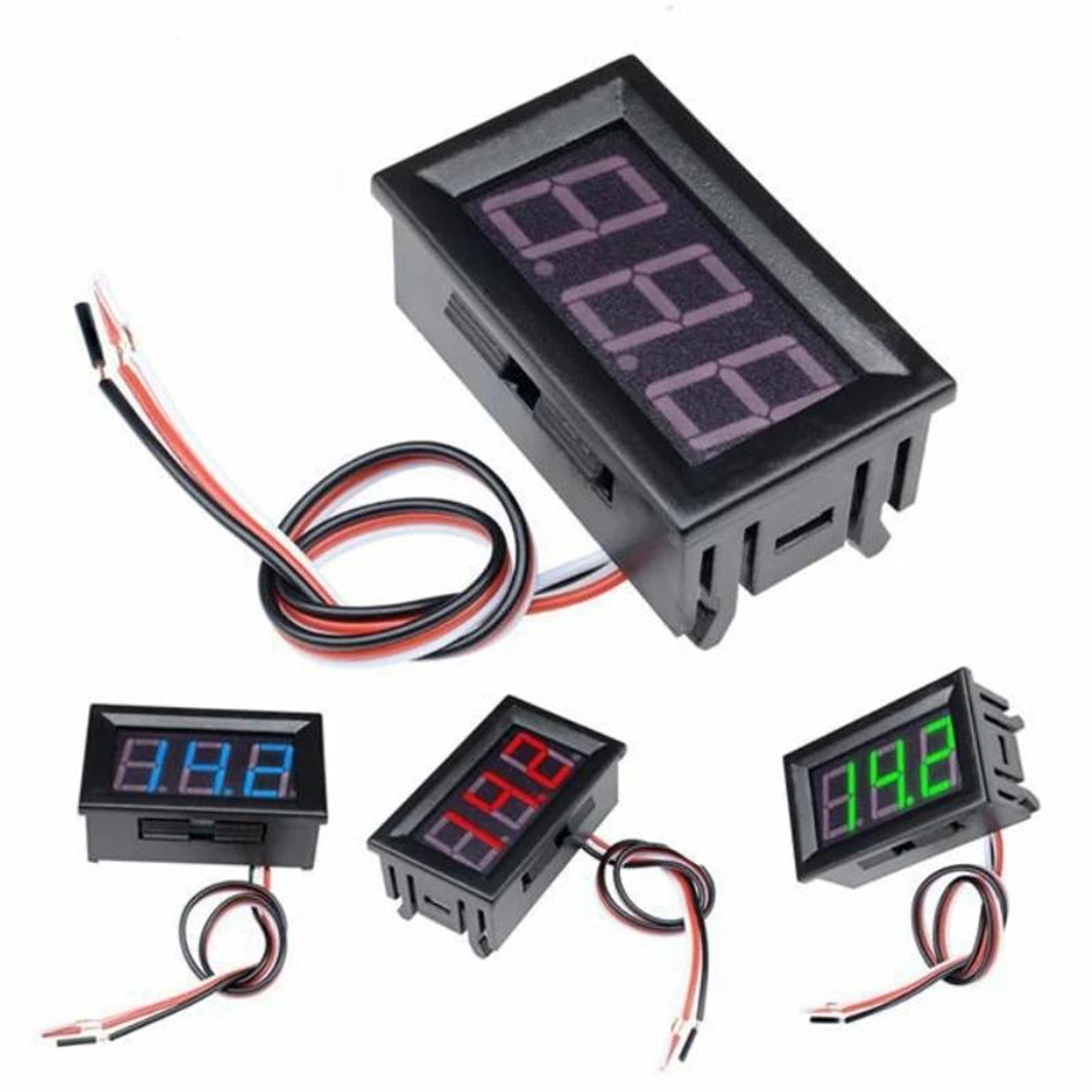 DC Digital Voltmeter 3 Wire LED Panel Meter with Reverse Polarity Protection – view 2