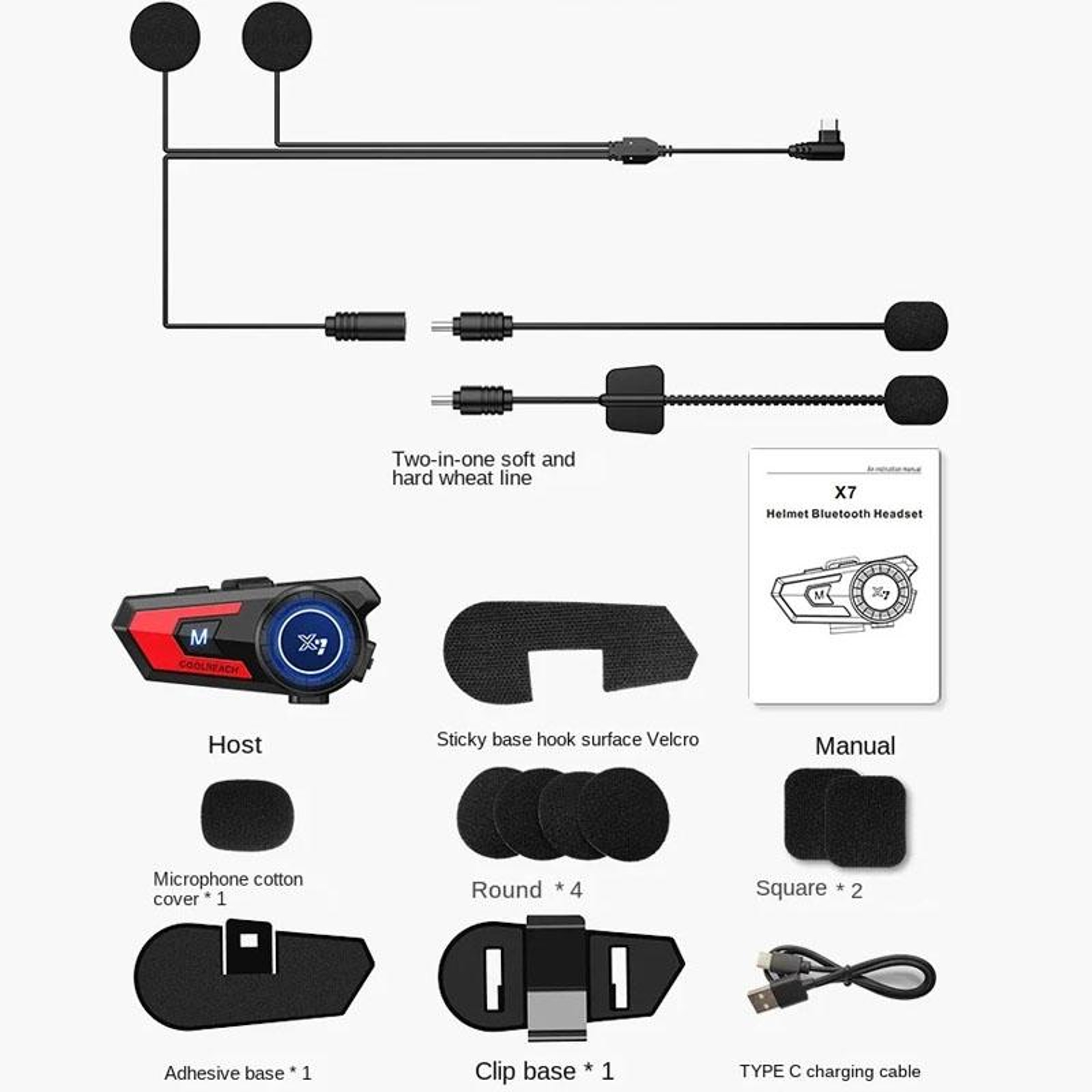 X7 Motorcycle Helmet Bluetooth Headset With Noise Reduction And 40H Playback 4