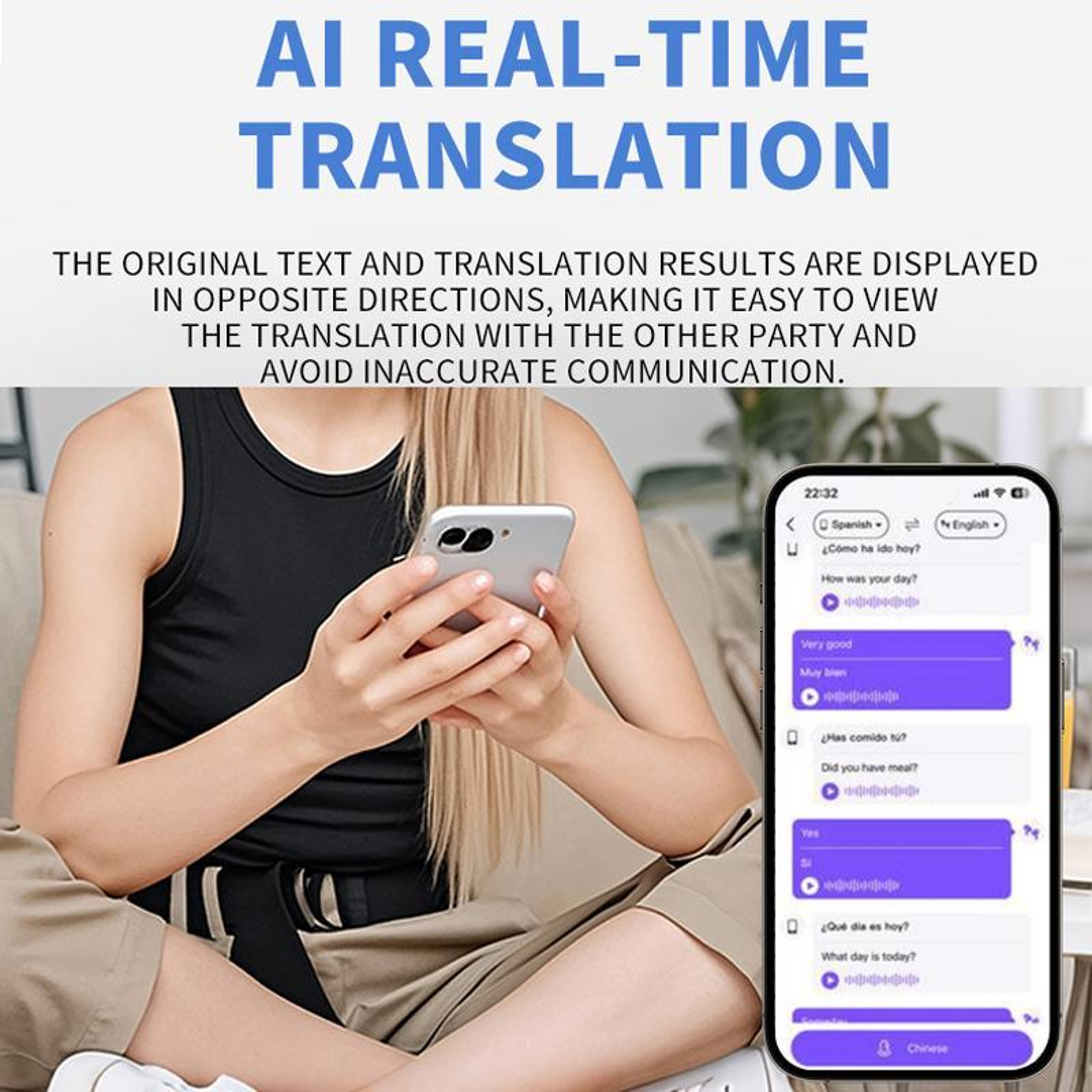X56 AI Translation Earbuds With 156 Languages And Bluetooth 6