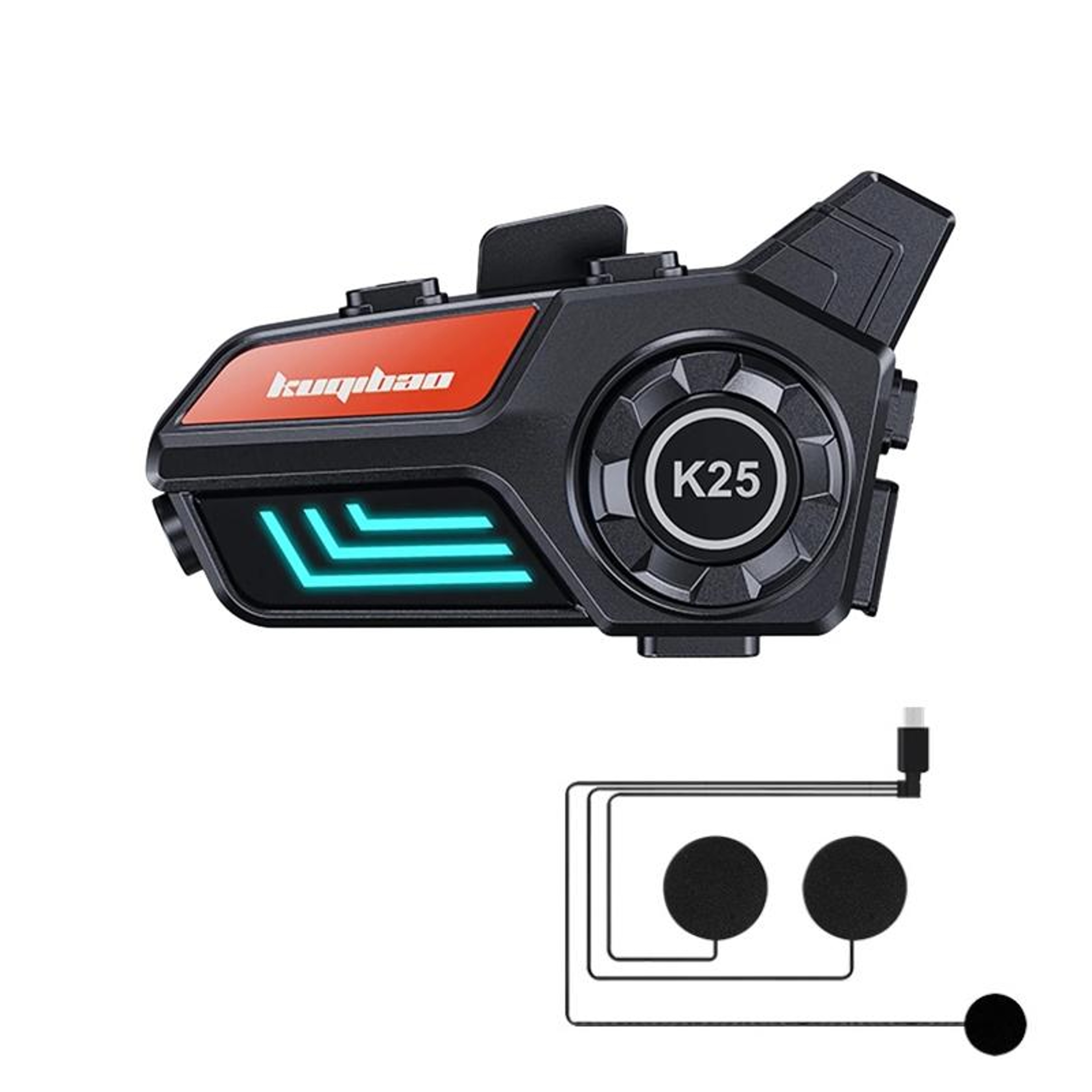 Motorcycle Helmet Bluetooth Headset With IPX6 Waterproofing Noise Reduction And LED Light 0