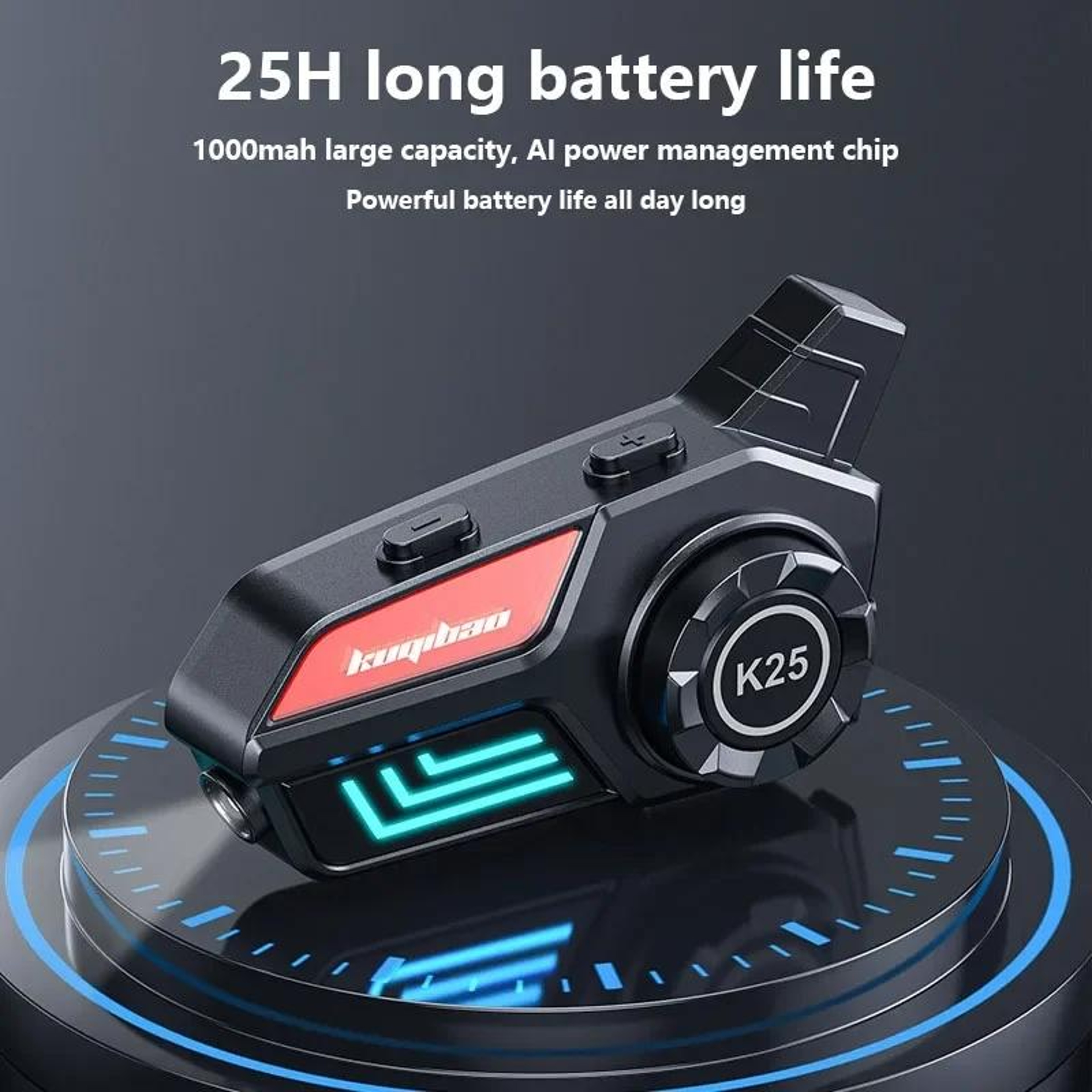 Motorcycle Helmet Bluetooth Headset With IPX6 Waterproofing Noise Reduction And LED Light 7
