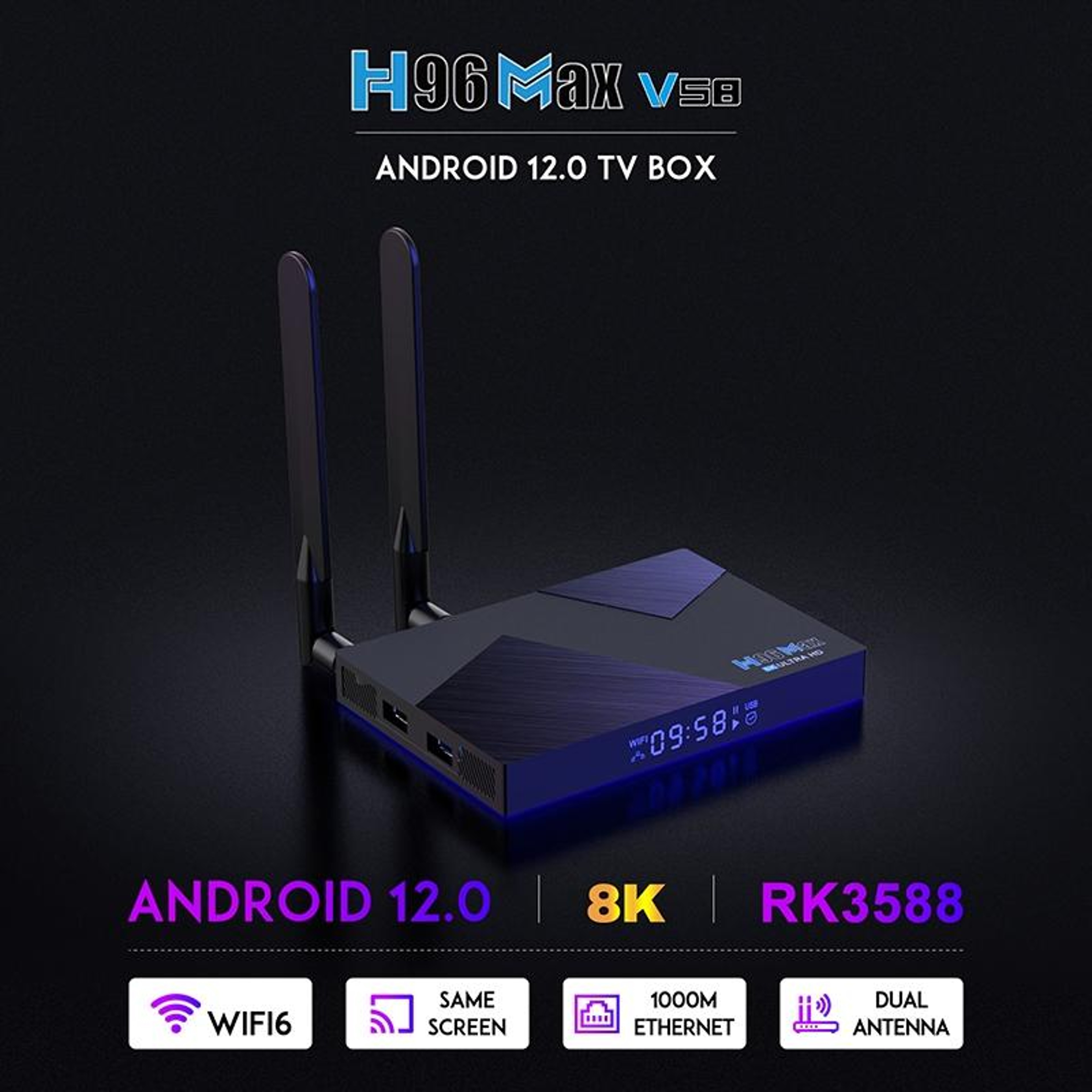 H96 Max V58 Android TV Box 8K WiFi 6 Media Player 4