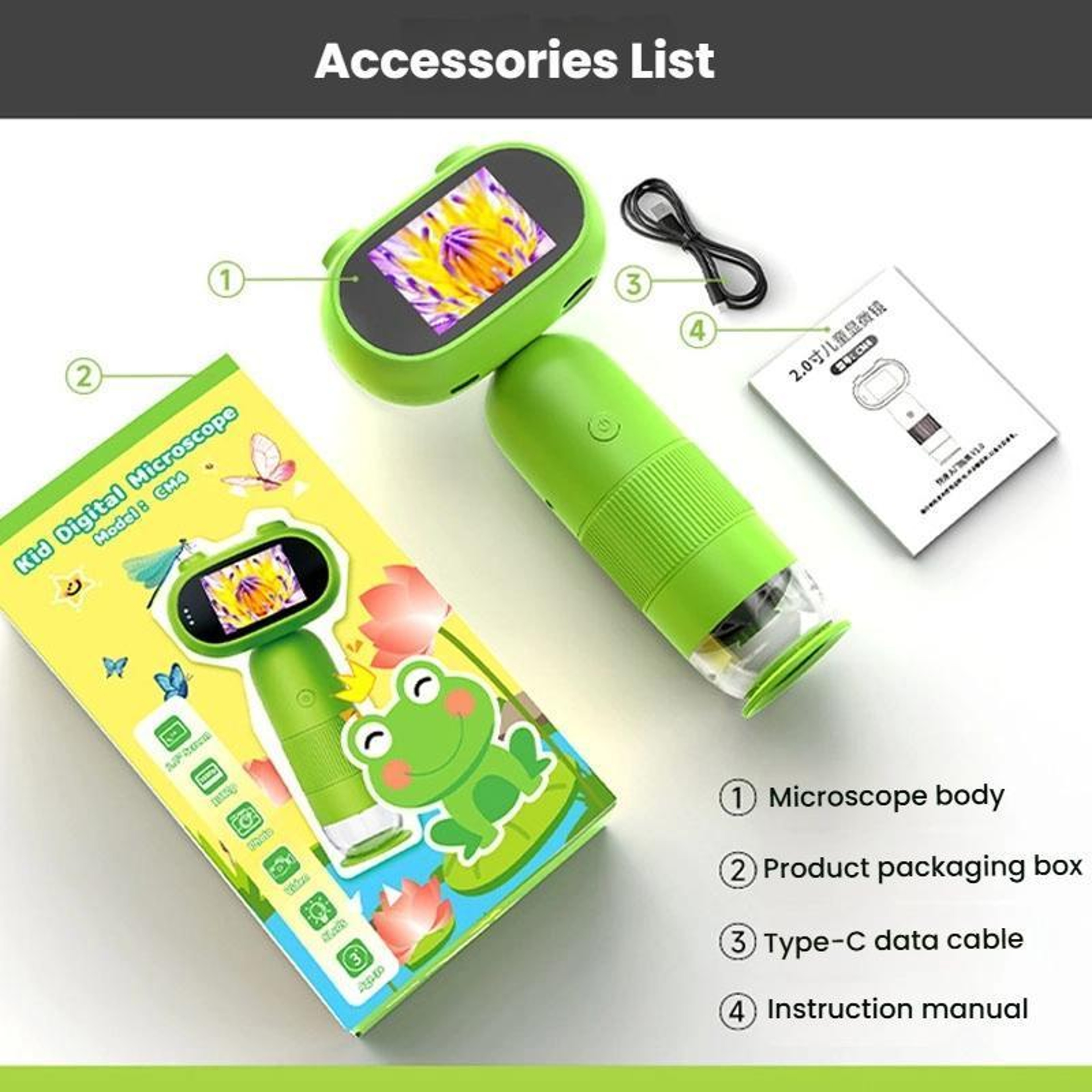 Kids Digital Microscope with 1000X Magnification, 2-Inch IPS Screen and 1080P Video – view 4
