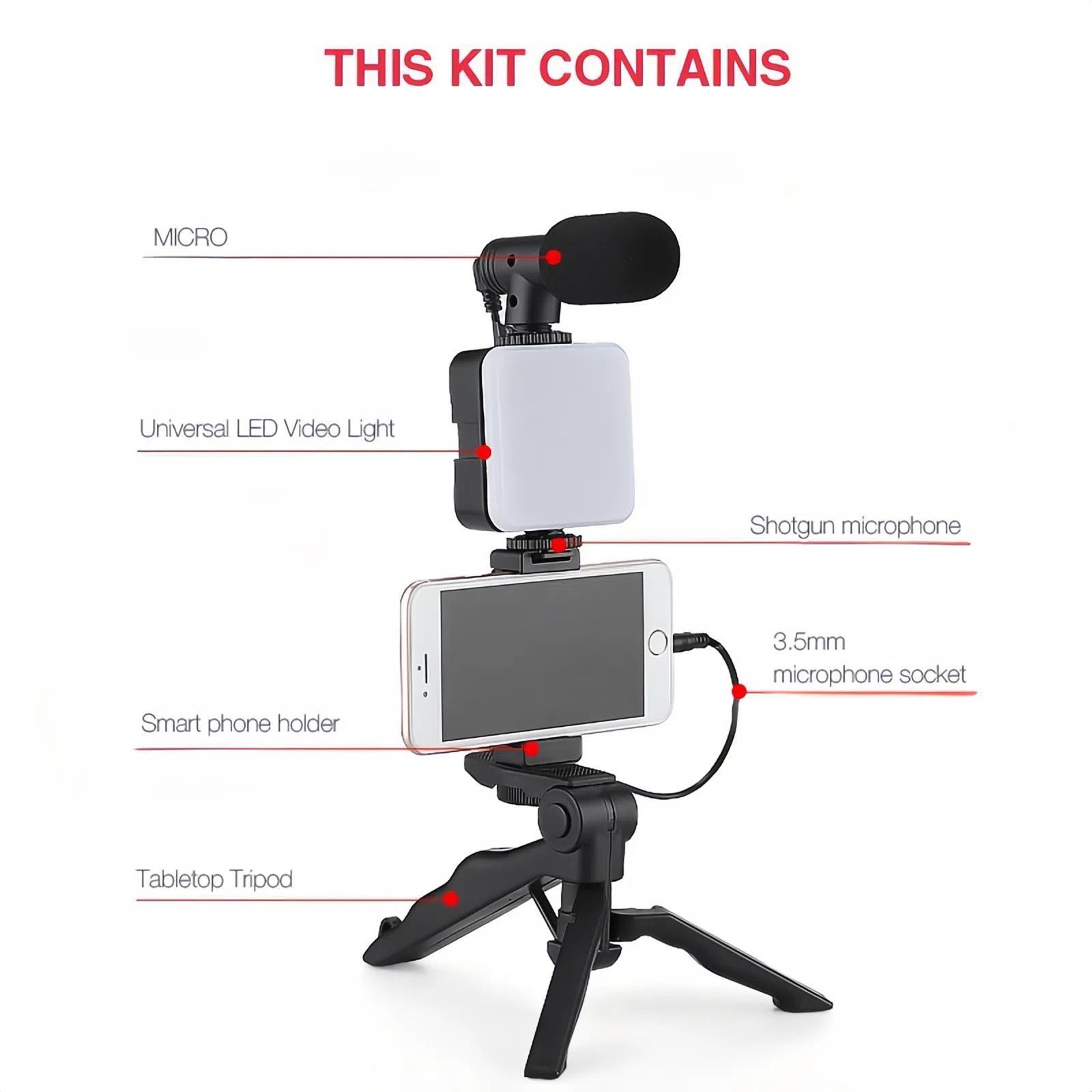 Live Streaming Kit with 49 LED Video Light, Phone Tripod and Microphone – view 7