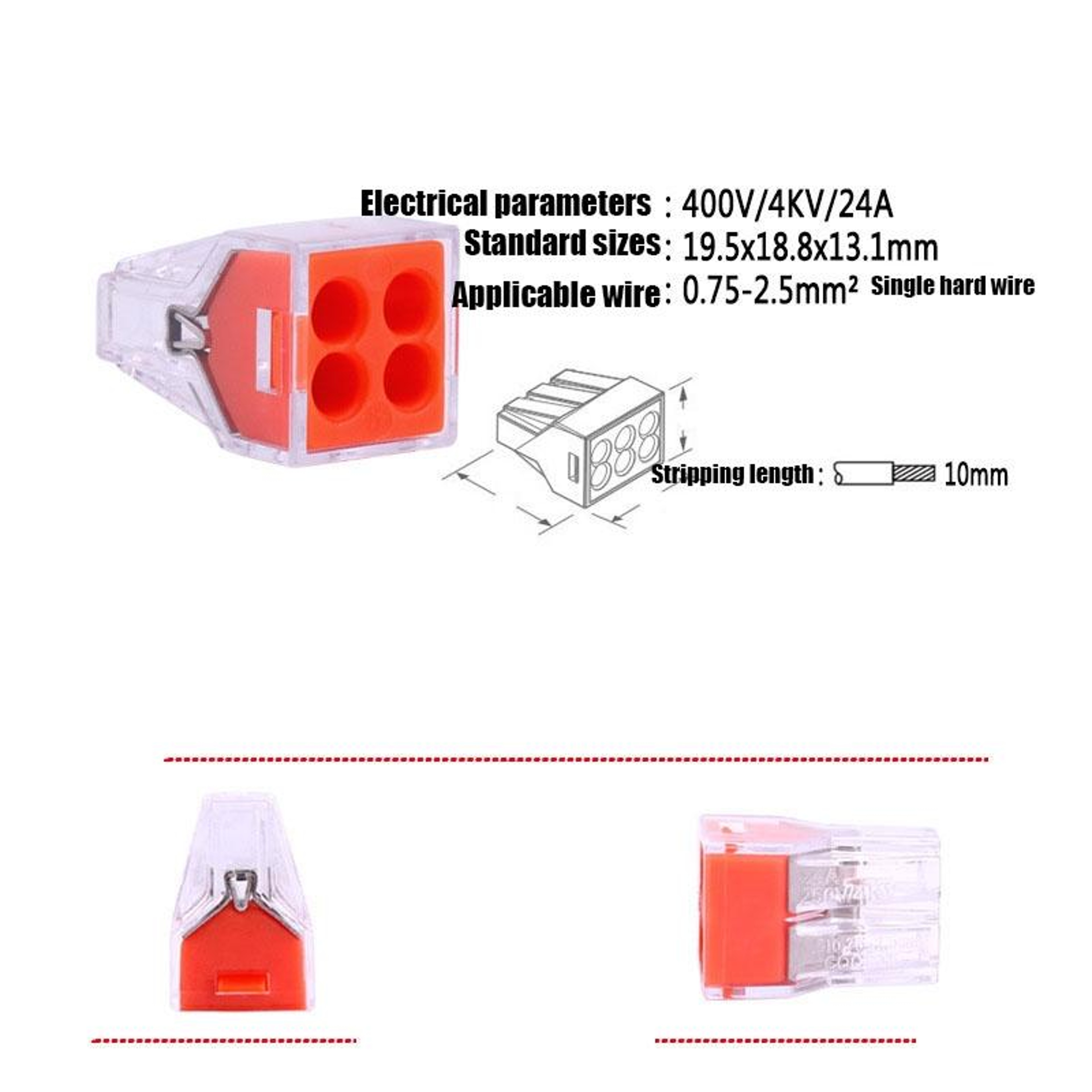 4Wire PushIn Electrical Wire Connectors 2