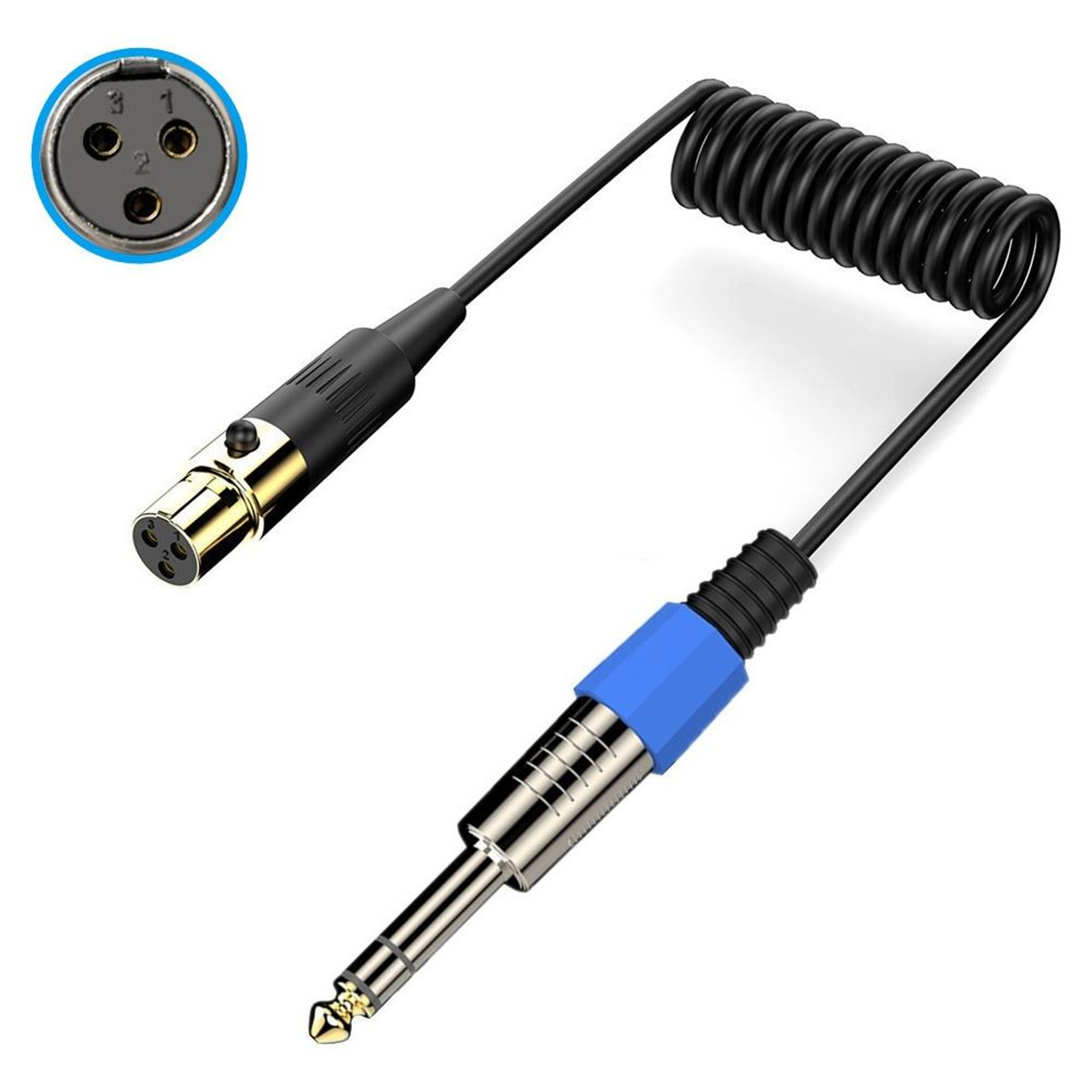 Stereo Microphone Aux Audio Cable Coiled Adapter Cable 7