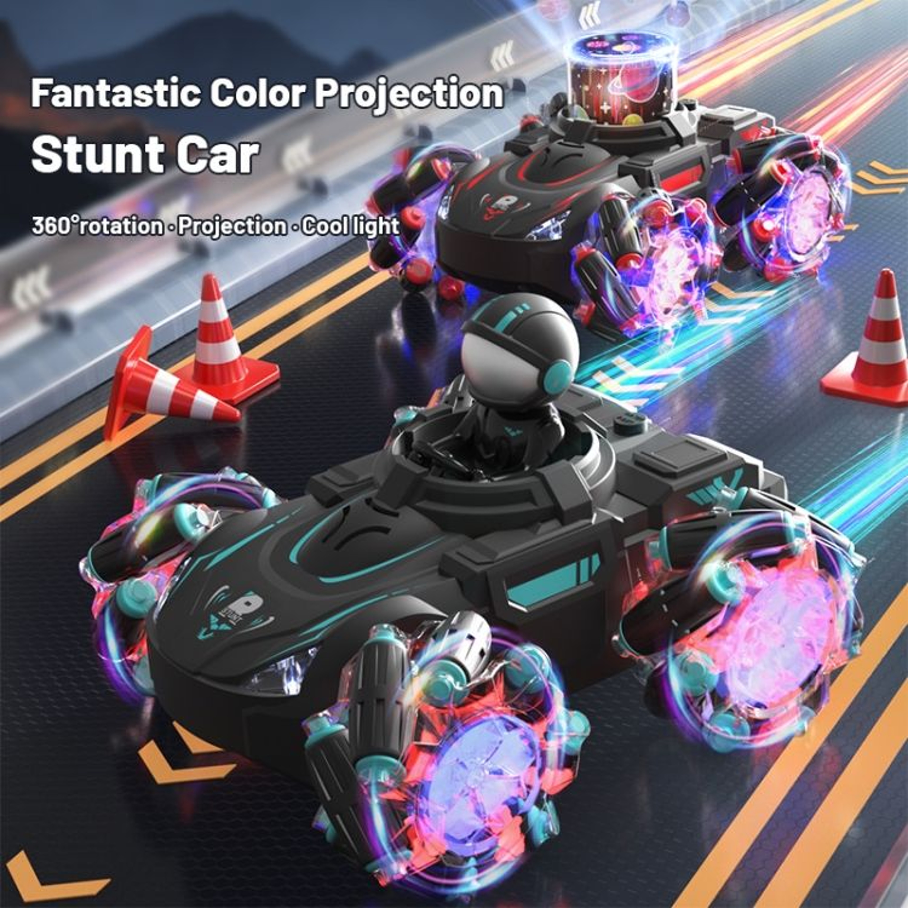 Magic Color Projection Stunt RC Drift Car AllTerrain Remote Control Car For Kids 5