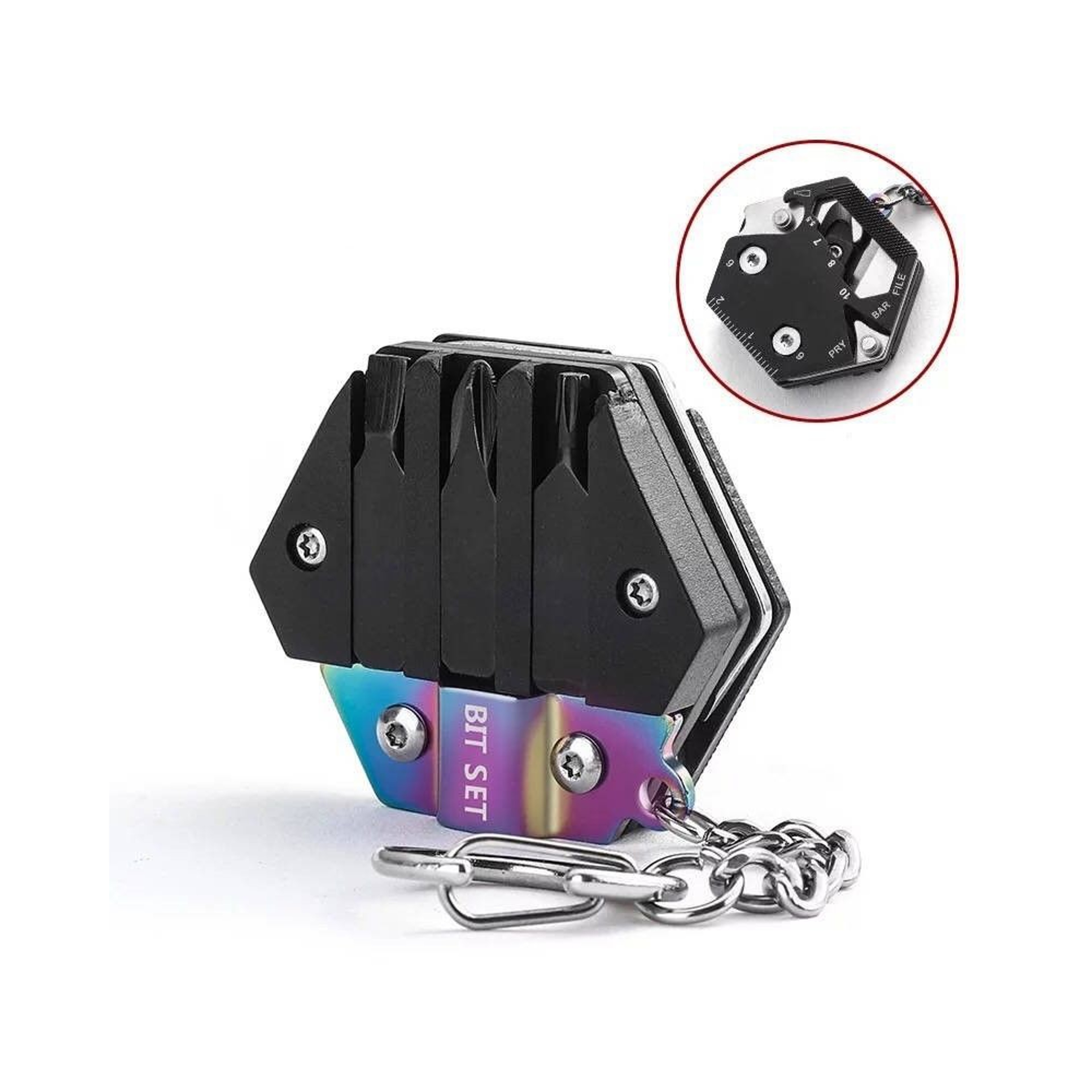 Multifunctional Hexagonal EDC Keychain tatinum