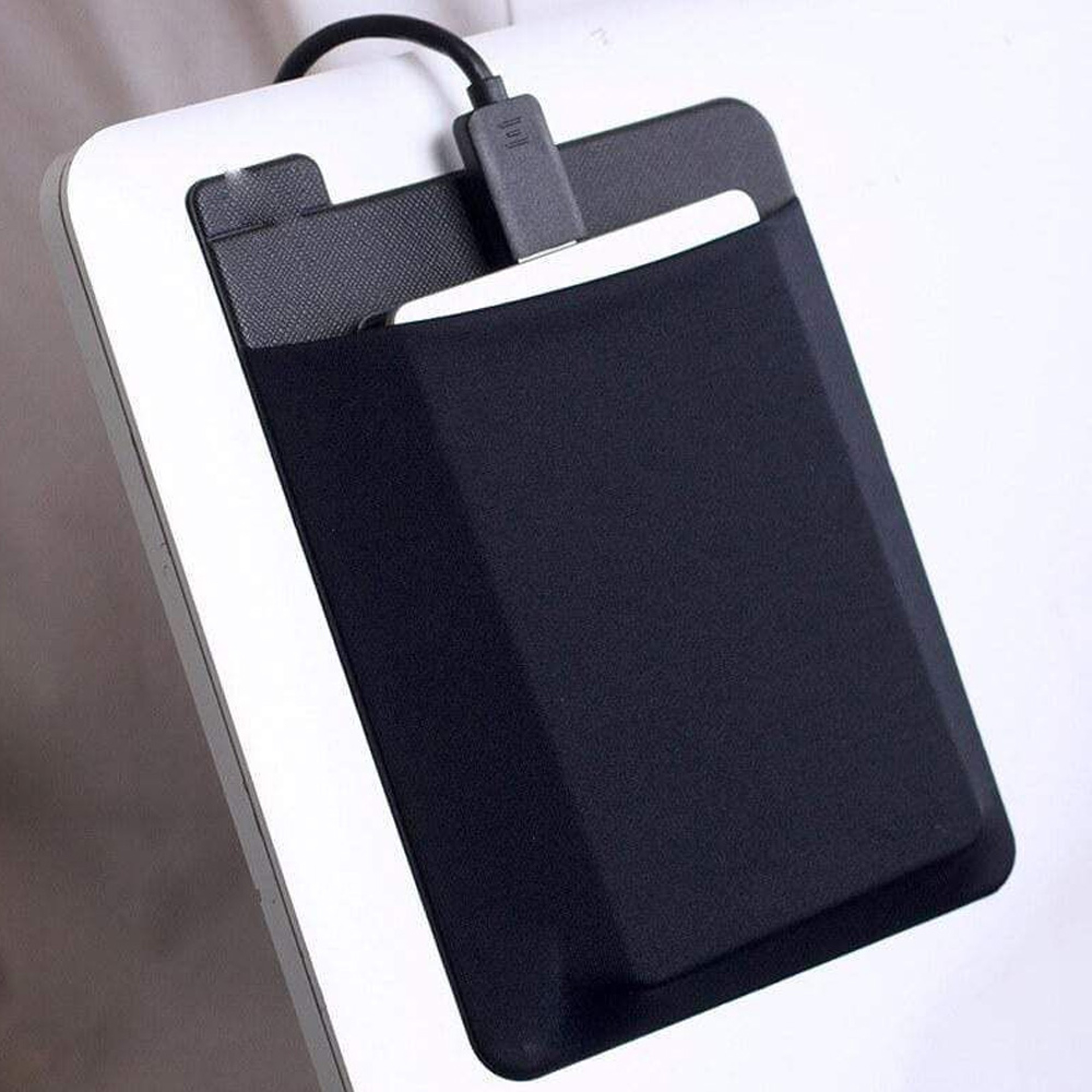 Adhesive Pocket Laptop Storage for External Hard Drives & Pens Black
