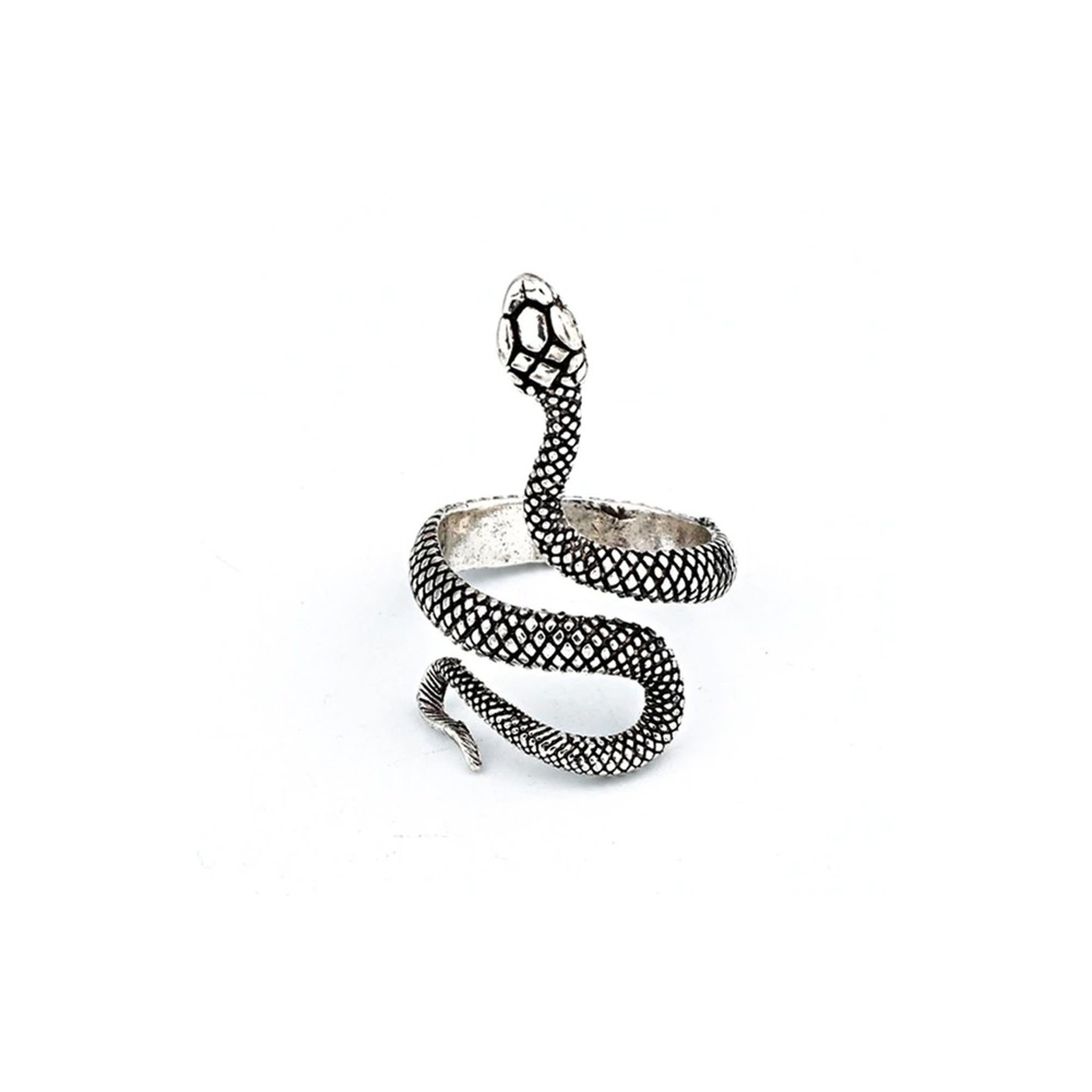 Metallic Adjustable Snake Ring silver