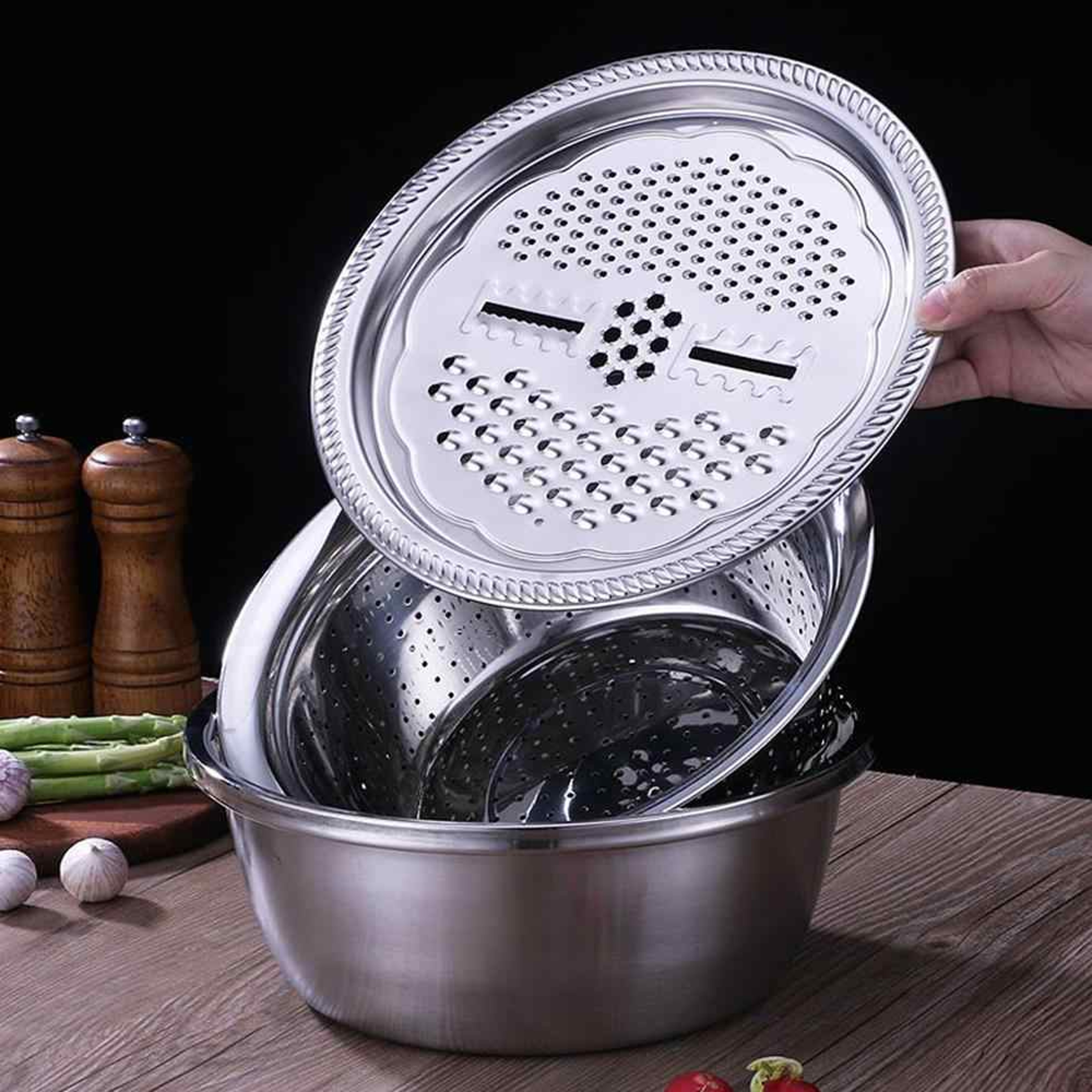 Kitchen Grater Cheese With Stainless Steel Drain Basin4