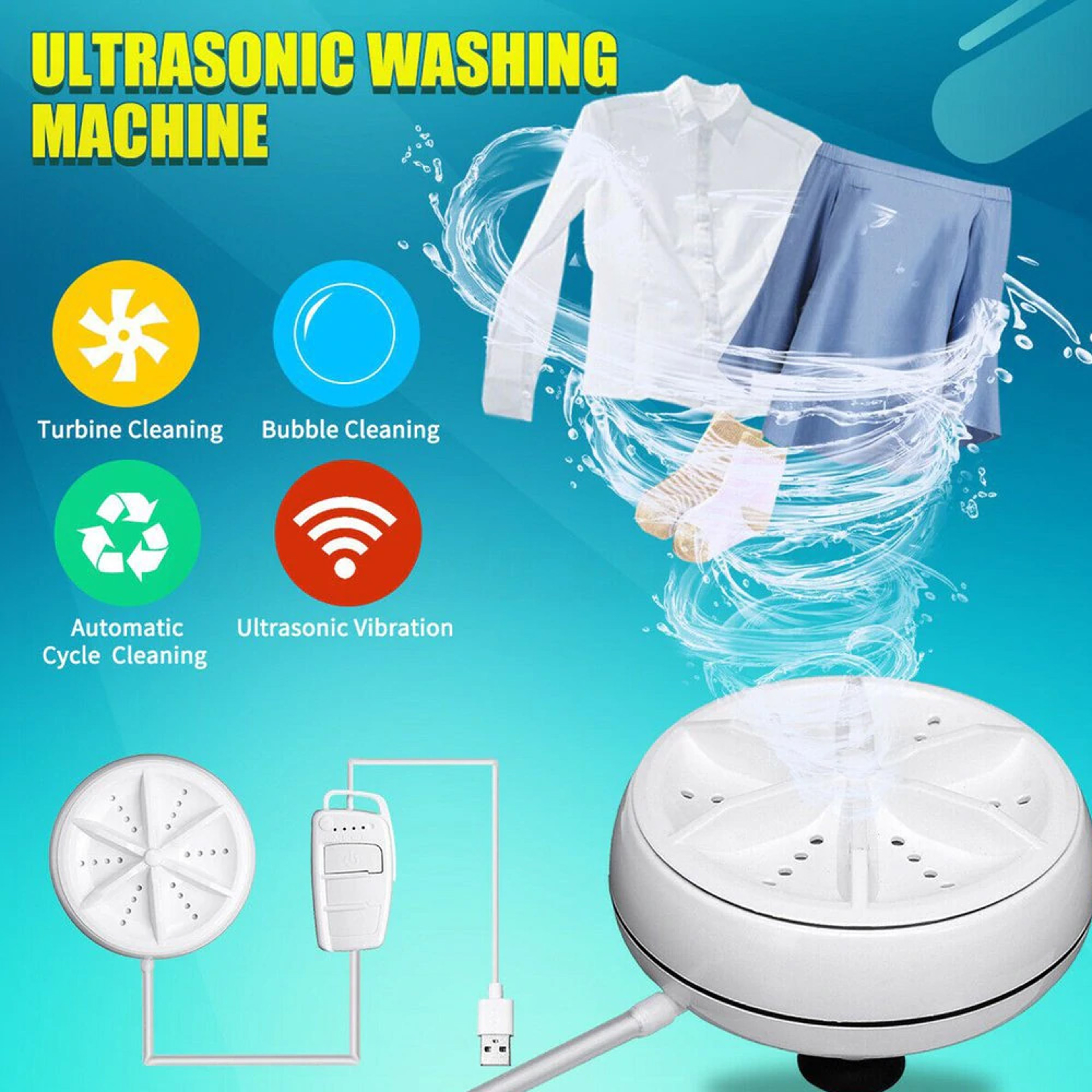 Portable Mini Ultrasonic Turbine Washing Machine 8