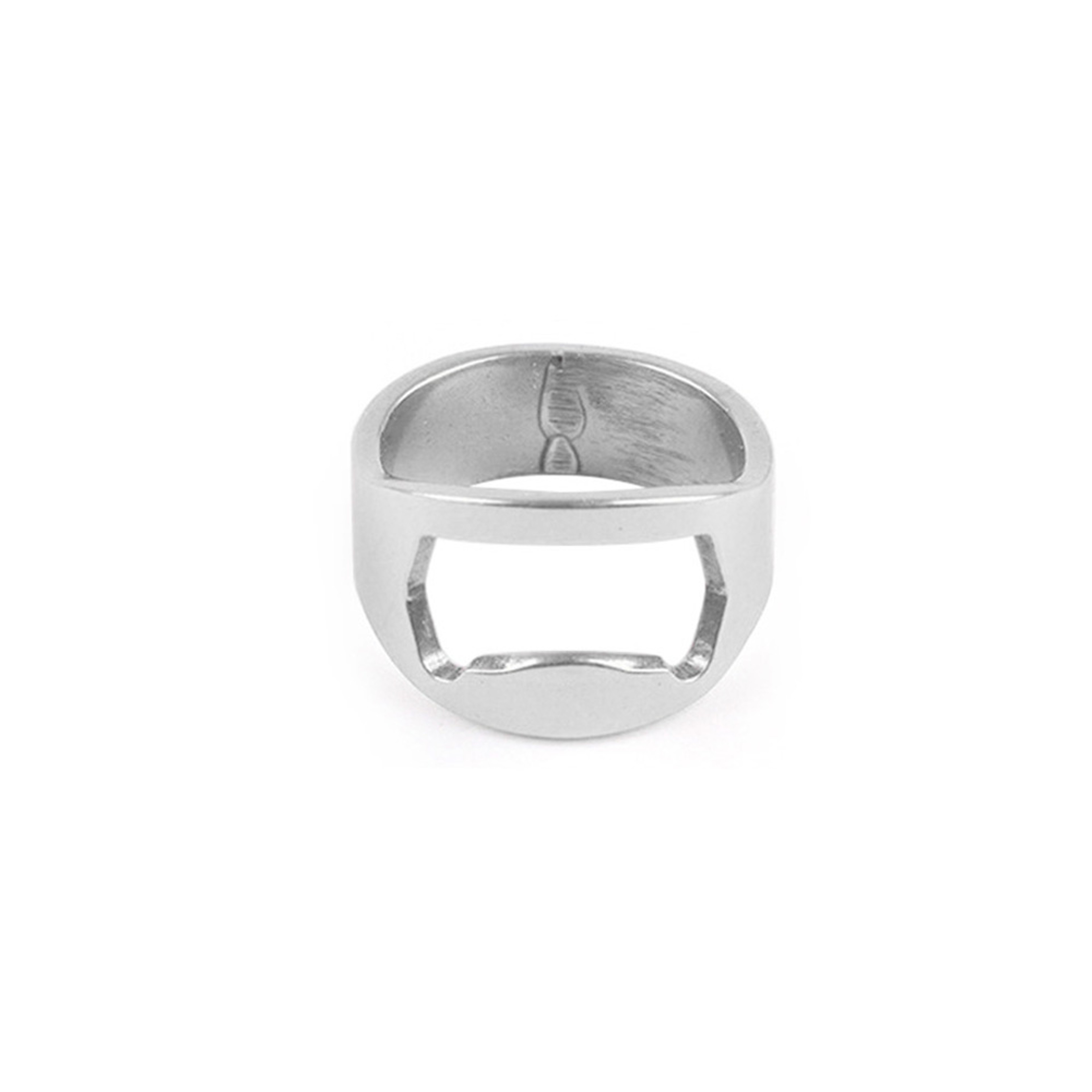 Stainless Steel Bottle Cap Opener Ring silver