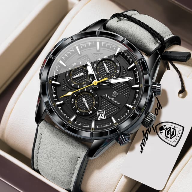 Vintage Couple Wristwatch Quartz Leather Mens Watch With Date Chronograph Waterproof Luminous Watch 0