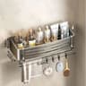WallMounted Bathroom Accessories NoDrill Shampoo Shelf Makeup Organizer Aluminum Alloy Storage Hold 6