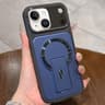 Magnetic Shockproof IPhone 15 Plus Case With Lens Cover  Hidden Kickstand 7