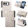 Floral IPhone Wallet Case With Zipper Card Holder Kickstand And Wrist Strap 9