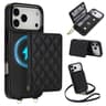 Rhombic Wallet IPhone 18 Pro Max Case With Magnetic Charging Crossbody And Wrist Straps 9