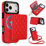 Rhombic Wallet IPhone 18 Pro Max Case With Magnetic Charging Crossbody And Wrist Straps 10