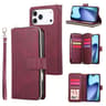 IPhone 18 Pro Zipper Wallet Phone Case With 9 Card Slots And Stand 8