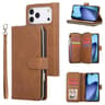 IPhone 18 Pro Max 9 Card Slot PU Leather Zipper Wallet Phone Case With Stand 10