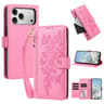 Butterfly Flower Zipper Wallet Vegan Leather Phone Case With Strap For IPhone 18 Pro Max 8