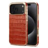 IPhone 18 Pro Crocodile Texture Genuine Leather Phone Case With Electroplating Frame 9