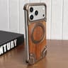 IPhone 18 Pro Max Walnut Wood Magnetic Case With 360 Rotating Metal Stand 8