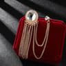 Mens Black Tassel Corsage Brooch  Metal Rhinestone Collar Pin For Suit  Shirt Jewelry 12