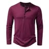 Mens Autumn Cotton Button Long Sleeve Henley Neck TShirt Casual Solid Color Breathable Slim Fashion 9