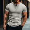 Stripe Knit Mens Stylish Tshirt Henley Neck Fashion Short Sleeve Soft Breathable Casual Top Comfort 9