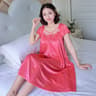 Silky Soft Ice Silk Nightgown For Women Short Sleeve Sleep Dress 6