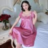 Silky Soft Ice Silk Nightgown For Women Short Sleeve Sleep Dress 14