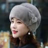 Thickened Warm Solid Color Women Winter Hat Russian Flower Decor Elegant Autumn Winter Thermal Cap