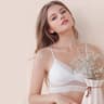 Low Back Wireless Lifting U-Back Lace Bra White 1