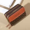 Chic Faux Leather Compact Clutch With Double Zipper Card Slots  Slip Pocket 4