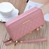 Womens PU Leather Double Zipper Wallet Clutch Large Capacity Wristlet Phone Purse  Card Holder With 6