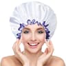Satin Shower Cap For Women Double Layer Waterproof Bath Cap For Long Hair 5