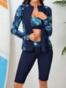Tropical Piece Womens Rash Guard Set With Quick Dry Swim Shorts 5