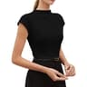 Minimalist High Neck Cap Sleeve Knit Fitted Blouse Women Elegant Lightweight Summer Top 4