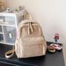 Corduroy Mini Backpack Lightweight Casual Daypack With Adjustable Straps 3