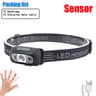 Rechargeable LED Headlamp Motion Sensor 18650 Aluminum Head Torch For Camping 12