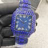 Classic Iced Out Square Quartz Watch For Men Blue Black Hip Hop Wristwatch 3