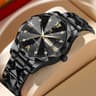 Luxury Mens Quartz Watch Blue Gold Stainless Steel Watch With Double Calendar And Luminous Dial 6