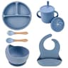 Silicone Baby Feeding Set With Suction Plate Straw Cup And Wooden Utensils 10