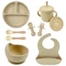 Silicone Baby Feeding Set With Suction Plate Straw Cup And Wooden Utensils 16