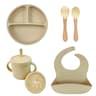 Silicone Baby Feeding Set With Suction Plate Straw Cup And Wooden Utensils 8