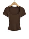 Slim Fit Square Neck Crop Top For Womens Stretch Summer Tee 4