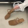 Women Mesh High Heel Sandals Square Toe Slingback Summer Pumps 4